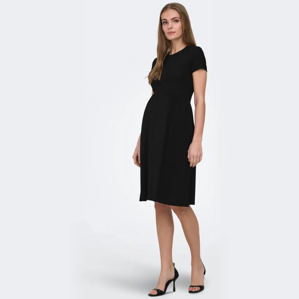 Only MATERNITY zwangerschaps midi jurk zwart