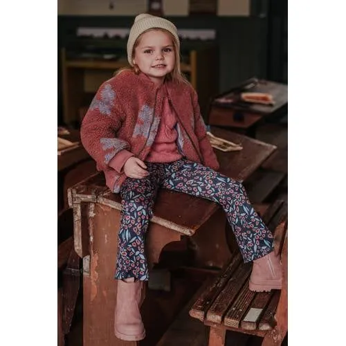 Koko Noko flared broek met bloemenprint blauw/roze, foto 3