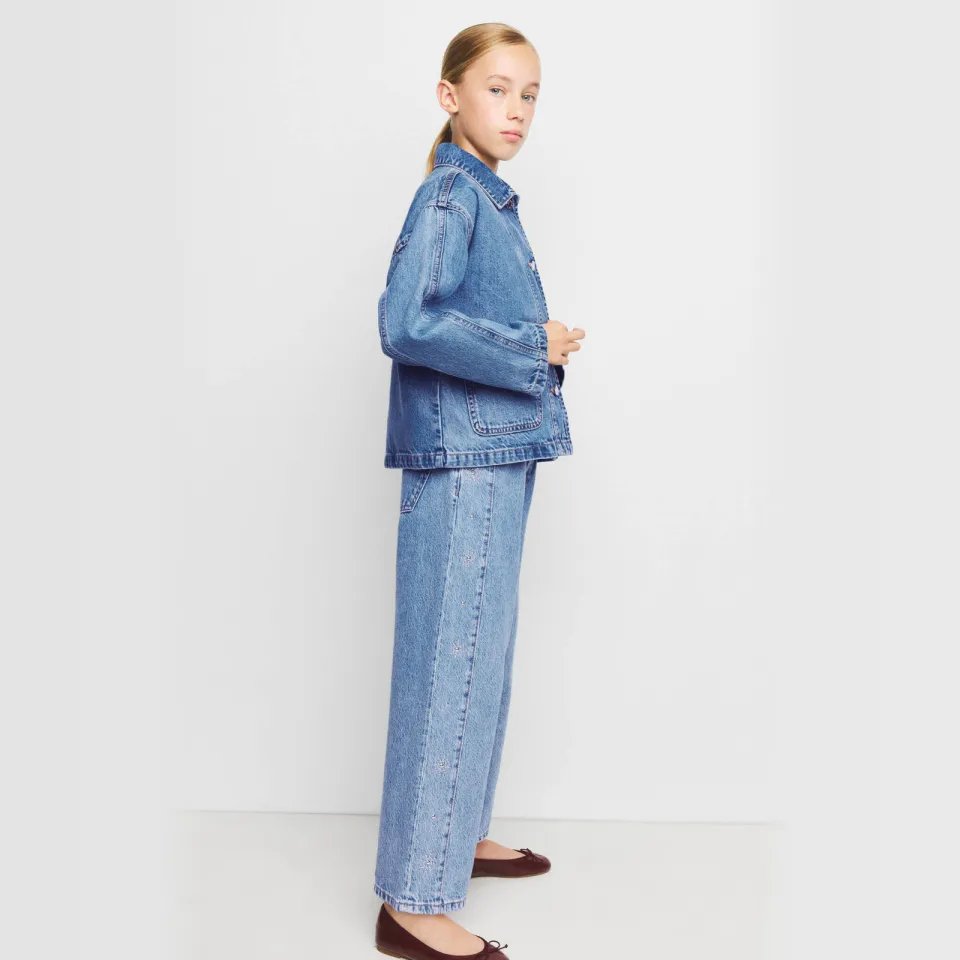 Mango Kids wide leg jeans met studs - blauw, foto 4