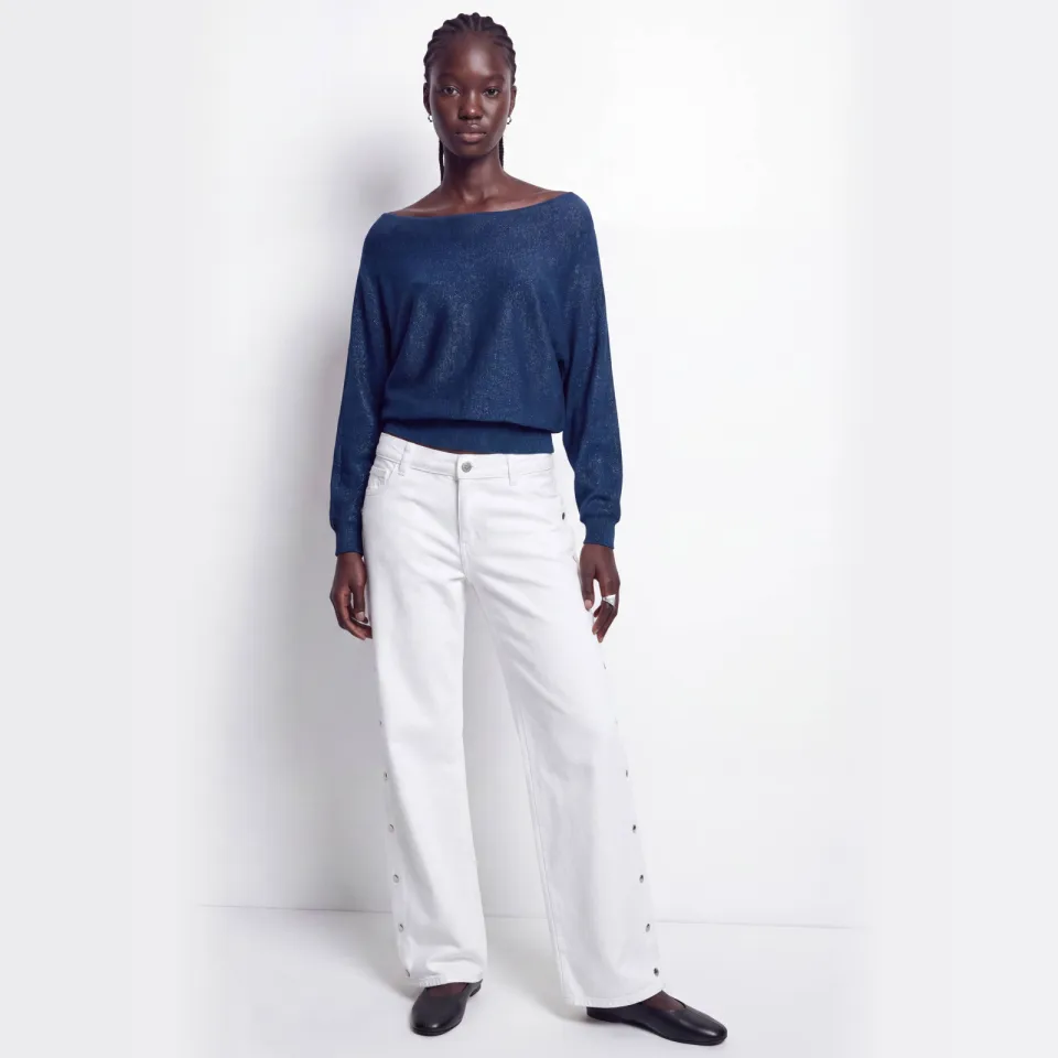 Mango TEEN gebreide top met glitters donkerblauw