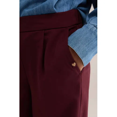 WE Fashion loose fit pantalon met plooien donkerrood, foto 5