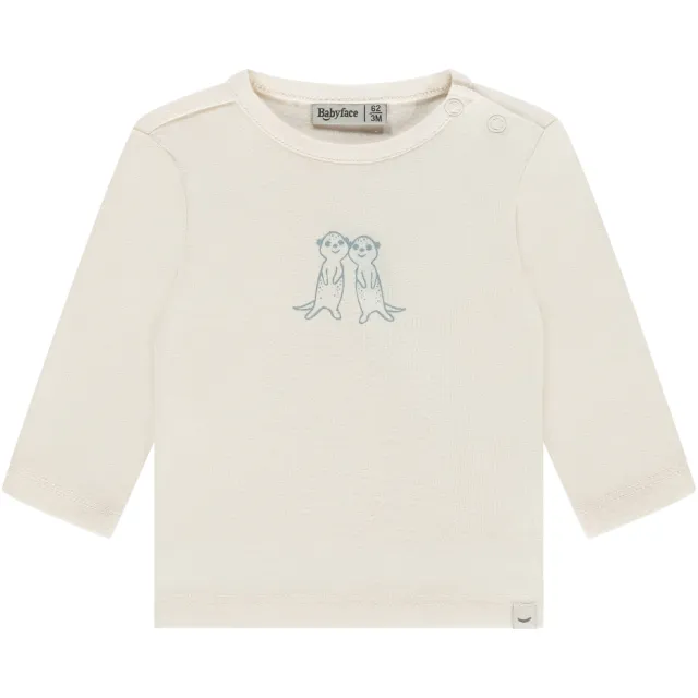 Babyface longsleeve ecru met blauwe print Ecru/blauw