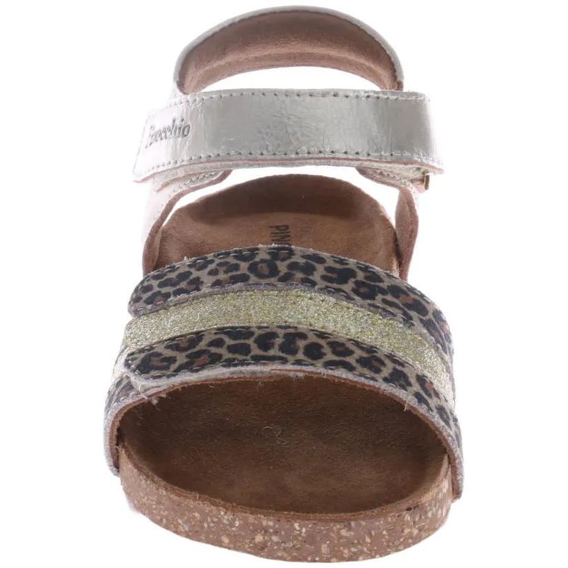 Pinocchio leren sandalen met panterprint - champagne/bruin, foto 5