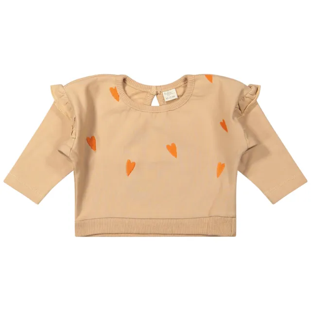 Riffle Amsterdam sweater met ruches en hartjes - lichtbruin/oranje, foto 2