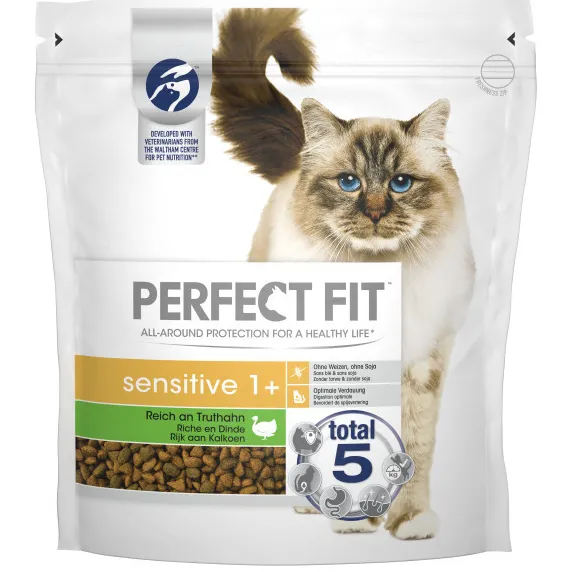 Perfect Fit Sensitive 1+ kalkoen droogvoer kat 1,4 kg