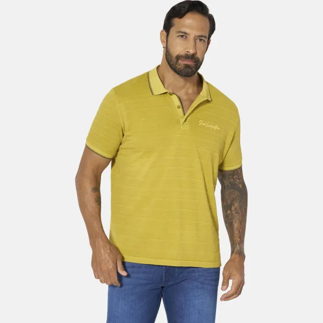 Jan Vanderstorm +FIT Collectie regular gestreepte polo WERNHARD olijfgroen Geel
