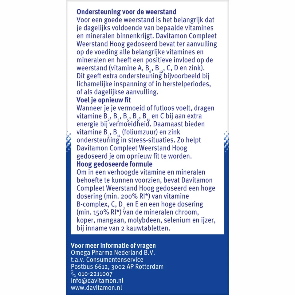 Davitamon Compleet Weerstand hoog gedoseerd kauwtabletten, foto 4