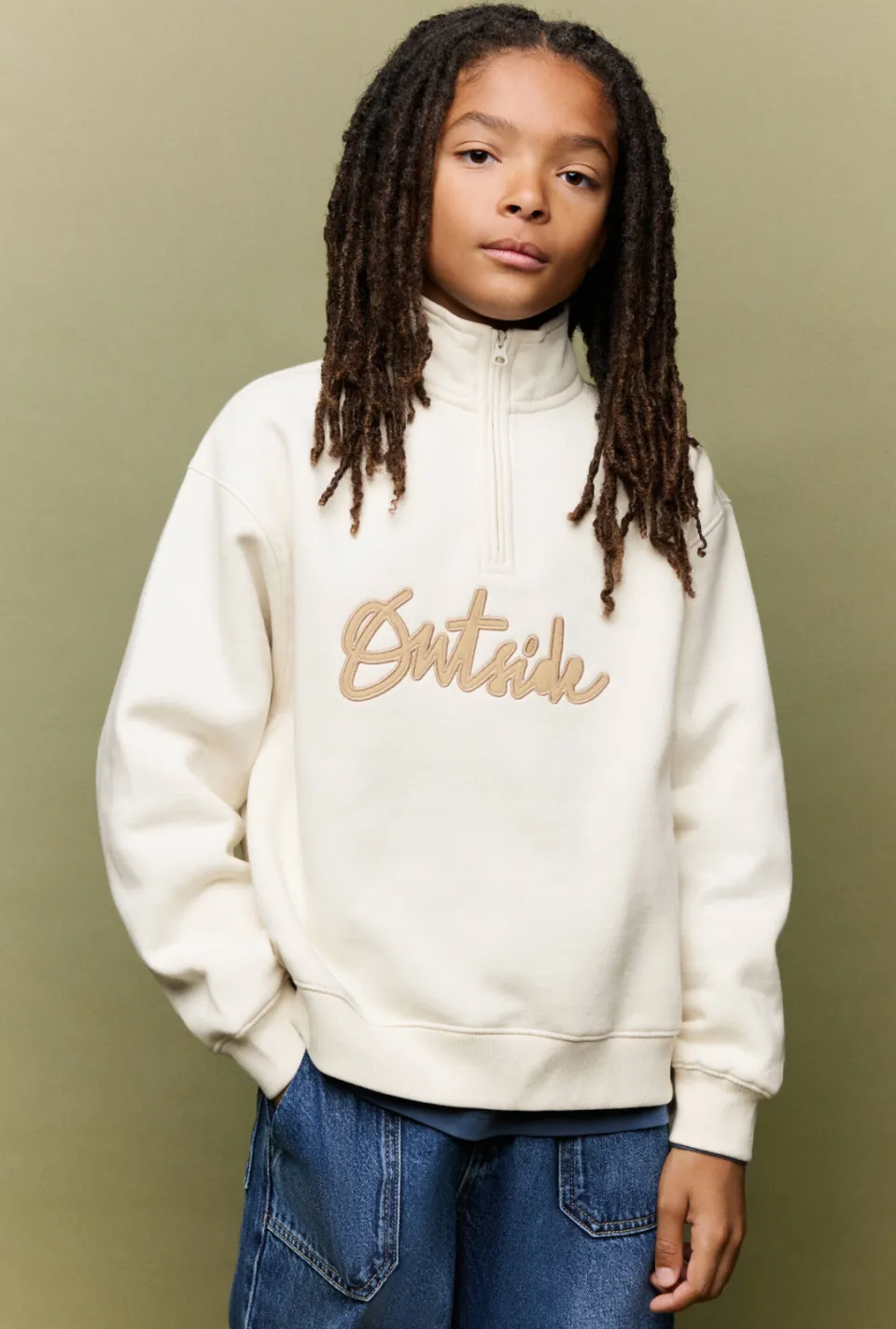 Mango Kids sweater met borduursels en tekst - ecru, foto 4