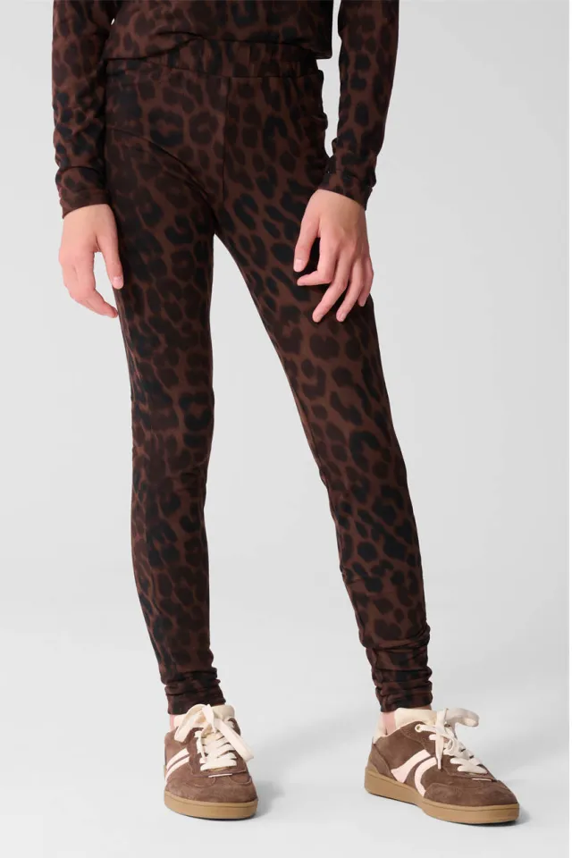 Shoeby legging panterprint donkerbruin donkerrood, foto 4