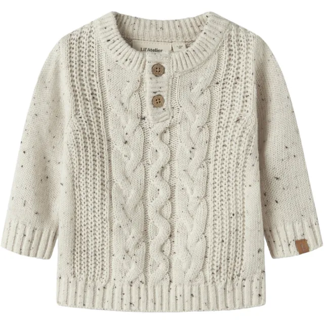 Lil' Atelier BABY katoenen gebreide trui - beige