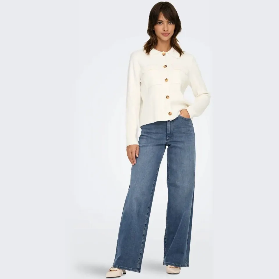 Only high waist wide leg jeans medium blue denim, foto 2