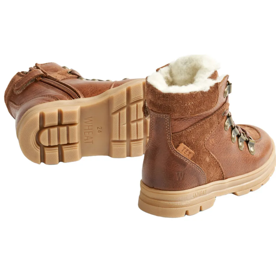 Wheat leren enkelboots met profielzool - cognac, foto 4