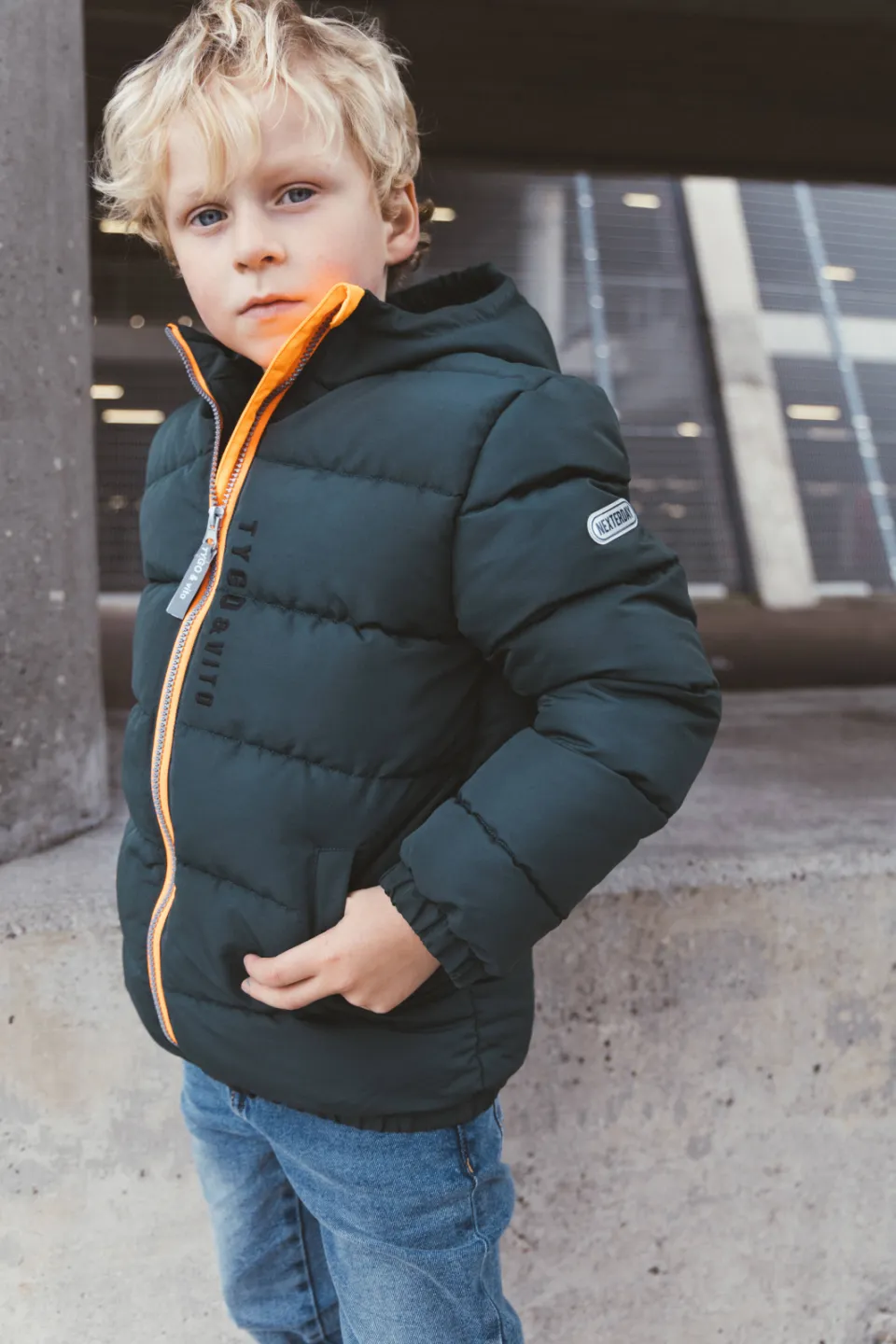 TYGO & vito gewatteerde winterjas met logo donkergroen, foto 7