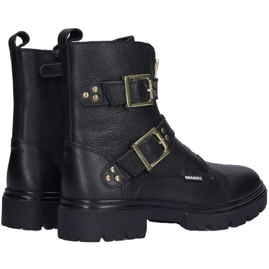 Braqeez chunky leren enkelboots - zwart, foto 4