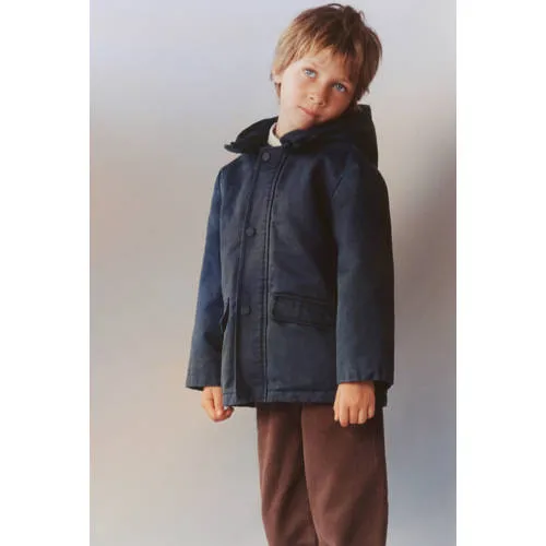 Mango corduroy parka marineblauw, foto 2