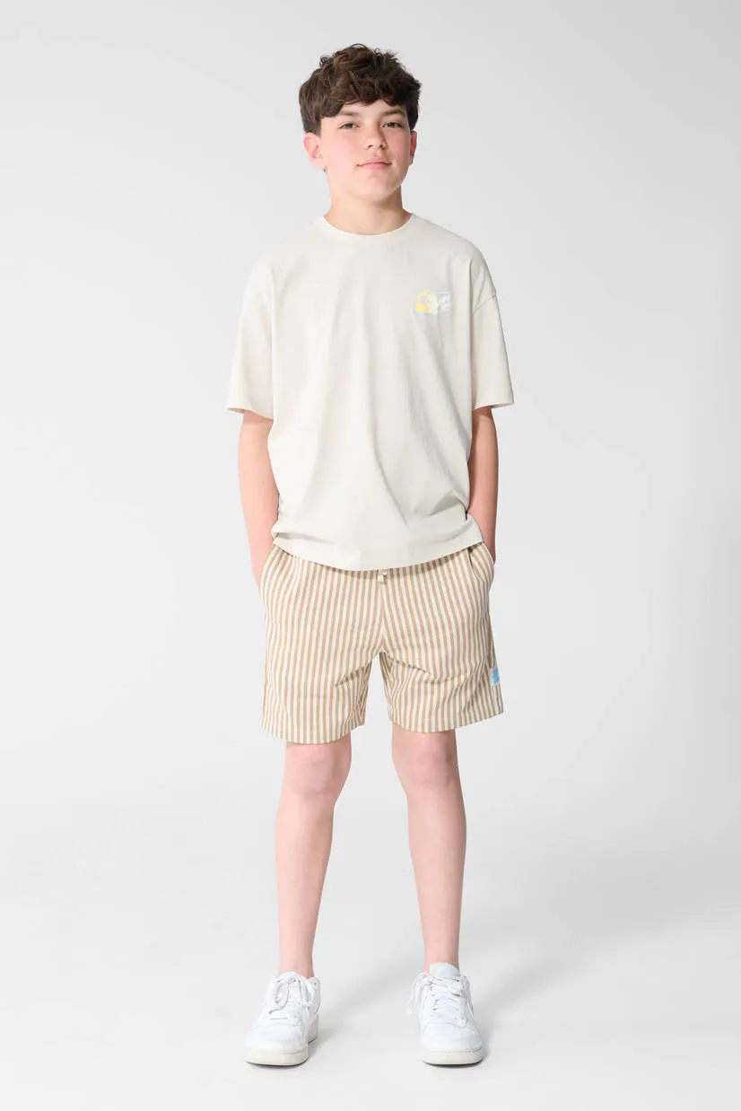 Shoeby gestreepte sweatshort zand Zand/wit