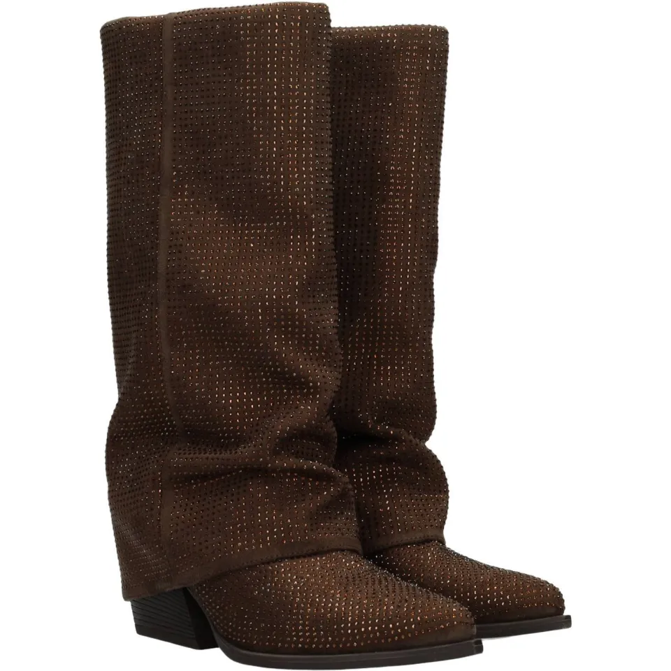 POSH by Poelman suèdelook cowboylaarzen - donkerbruin, foto 4