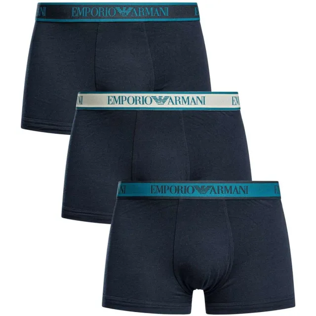 Boxers Emporio Armani Katoenen stretchstrunks van 3 stuks blauw