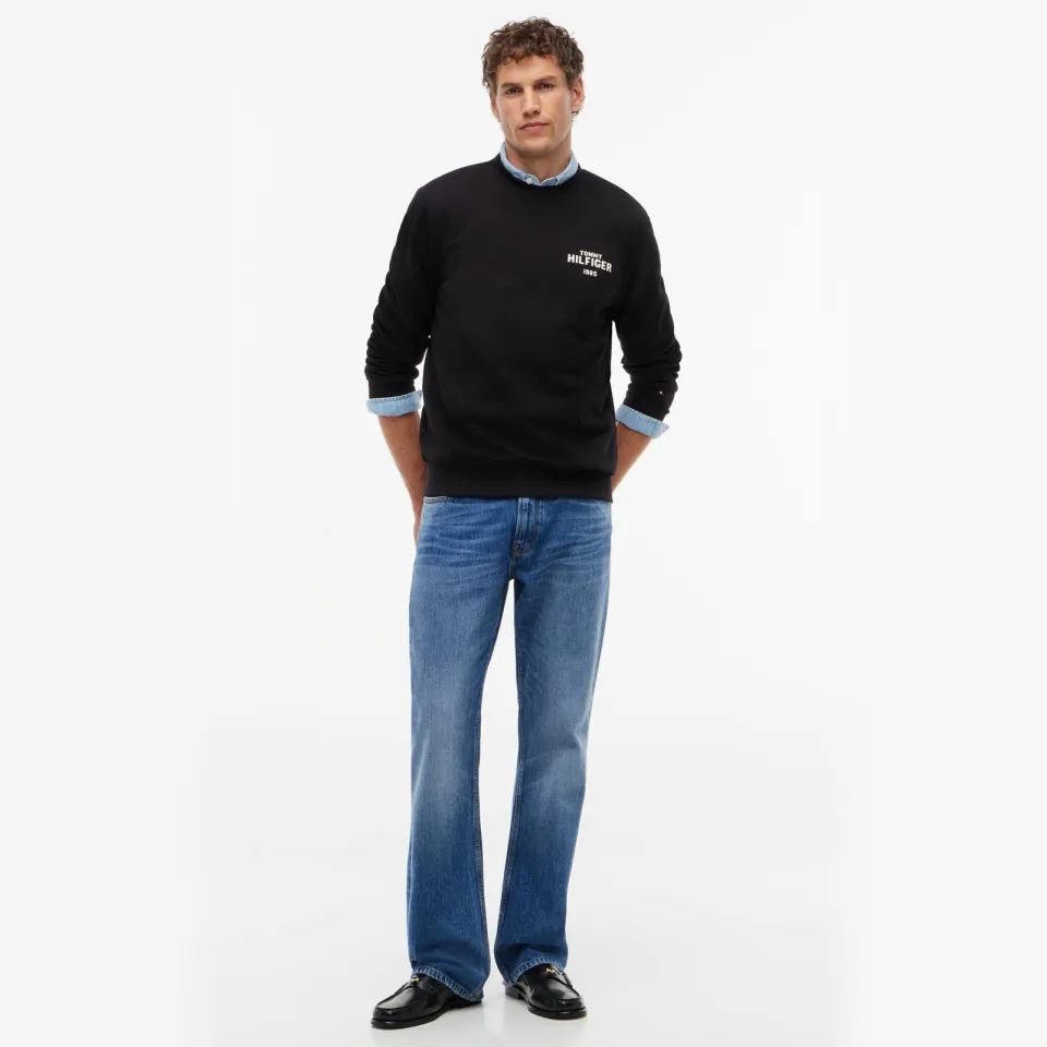 Tommy Hilfiger regular fit sweater met print - zwart