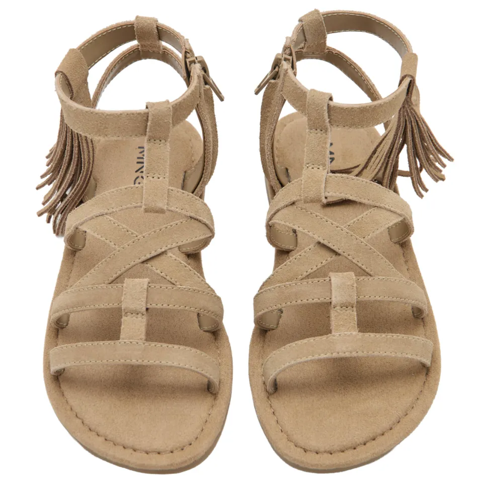Mango Kids leren sandalen met franjes lichtbruin, foto 4