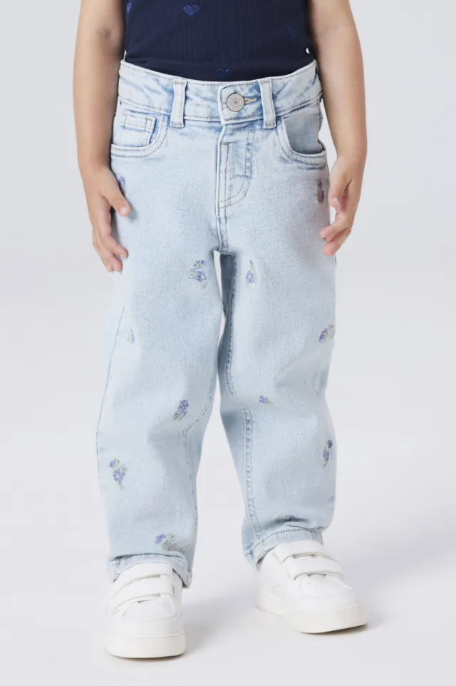 NAME IT MINI mom jeans light blue denim Light blue denim flowers