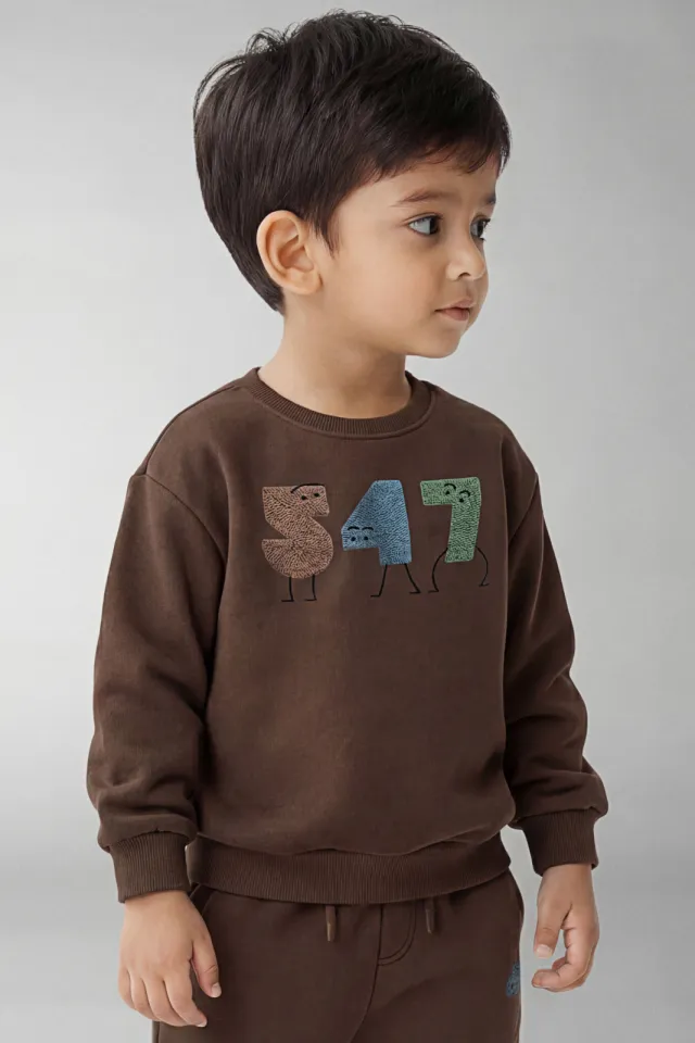 NAME IT MINI sweater met print - bruin