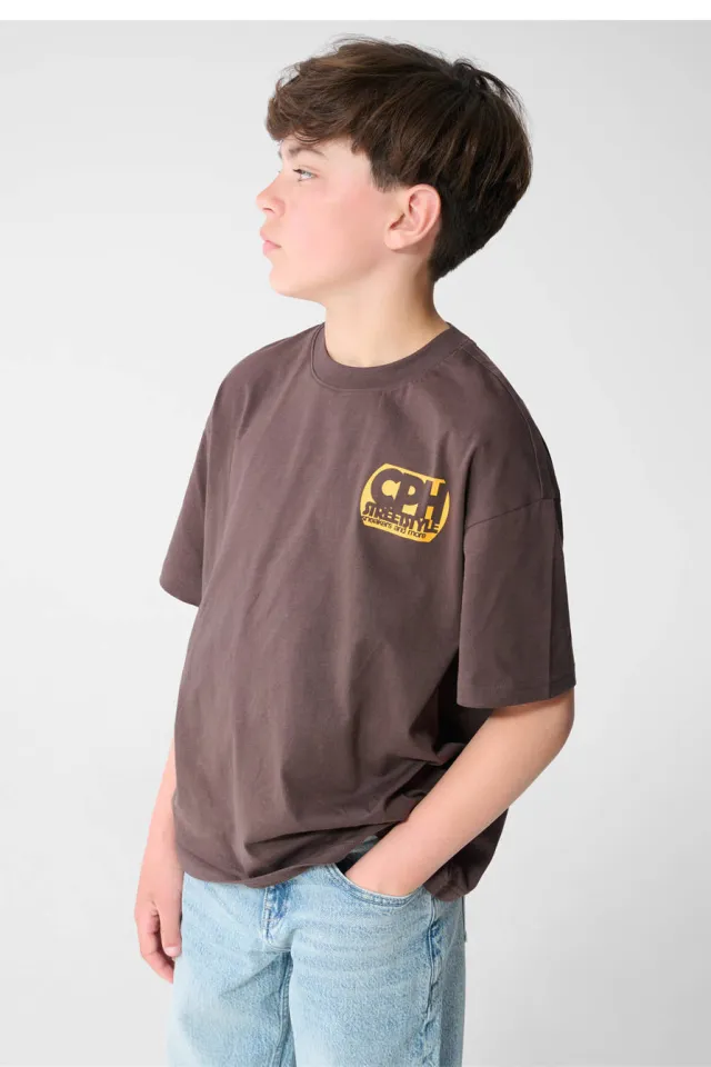 Shoeby T-shirt met backprint donkerbruin, foto 2