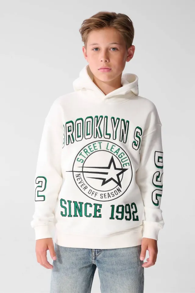 Shoeby hoodie met print - ecru/groen