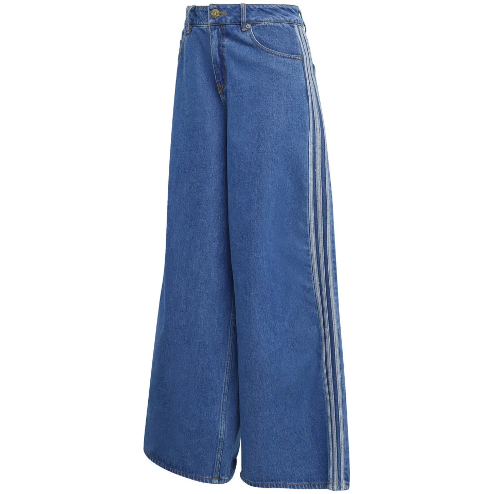 Adidas Originals loose fit straight leg jeans - medium blue denim, foto 2