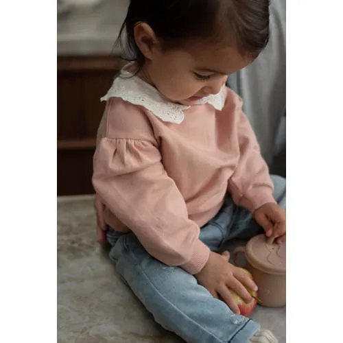Dirkje rechtvallende sweater met broderie - roze, foto 3