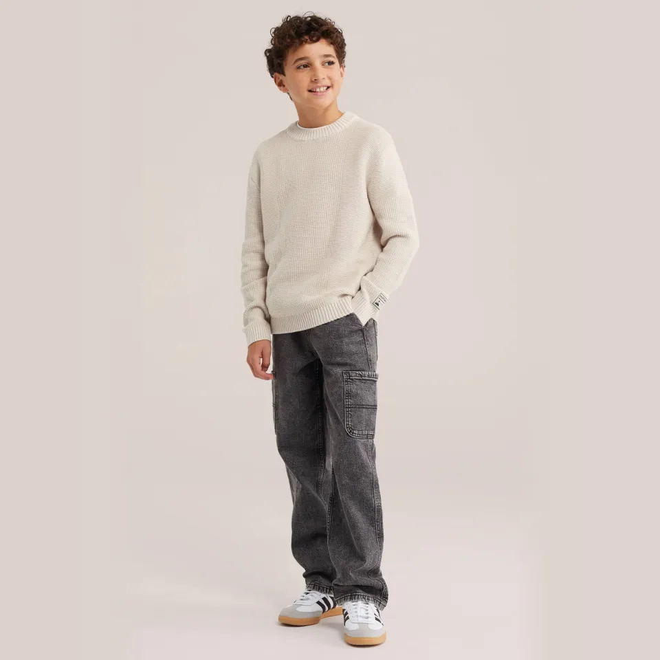 WE Fashion katoenen gebreide trui - beige