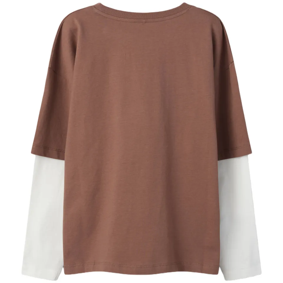 NAME IT KIDS longsleeve met tekst roodbruin, foto 4