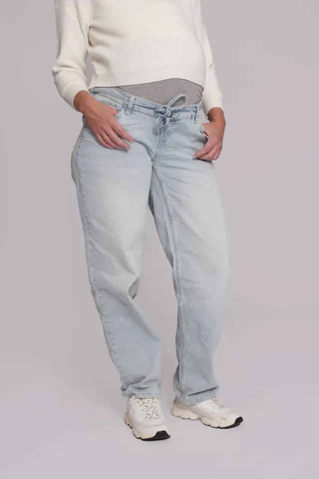 LOVE2WAIT zwangerschaps tapered jeans light blue denim, foto 4