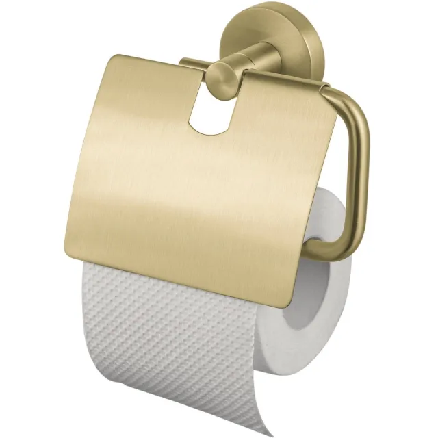 Haceka Kosmos toiletrolhouder met klep geborsteld goud