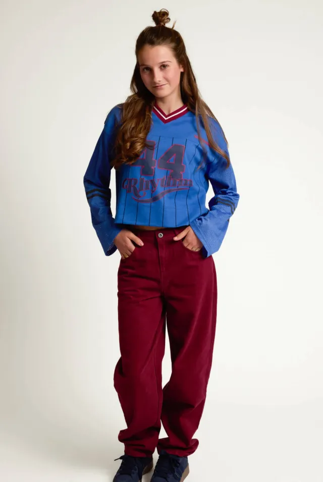 LOOXS 10sixteen 10sixteen colour barrel jeans met borduursels - donkerrood