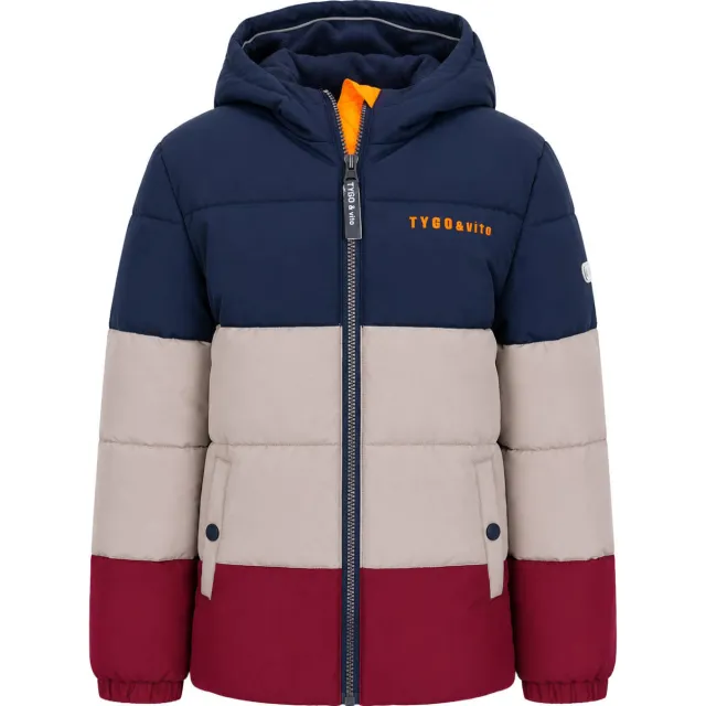 TYGO & vito Joppe gewatteerde winterjas donkerblauw Donkerblauw/ecru/rood
