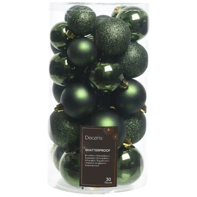 Kaemingk BV 30 onbreekbare kerstballen mixkoker dennen groen