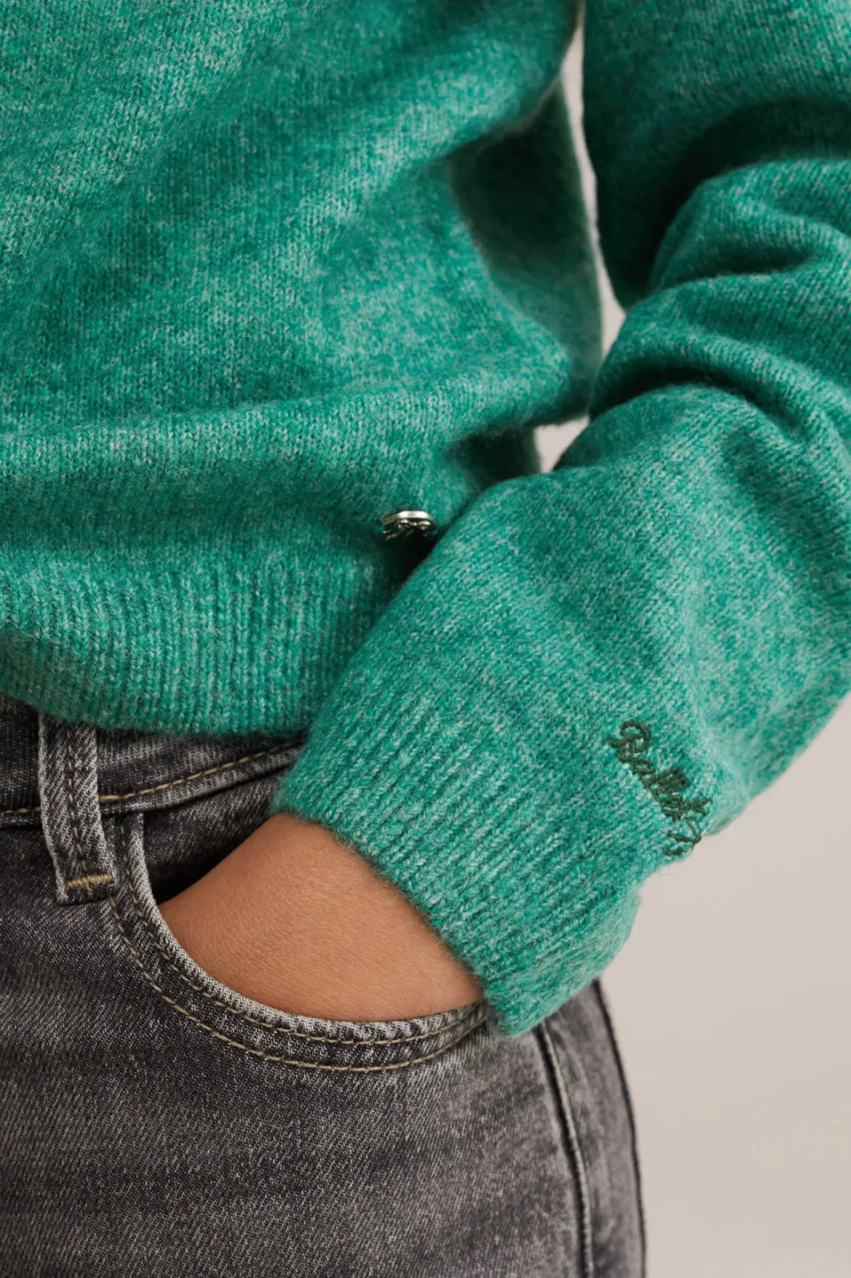 WE Fashion gebreide trui met wol - groen, foto 5