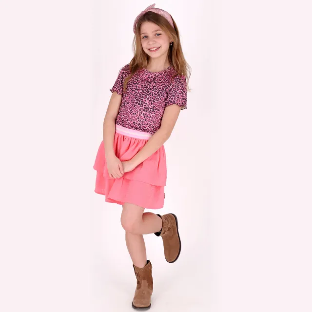 B.Nosy korte jurk met panterprint roze Roze/paars