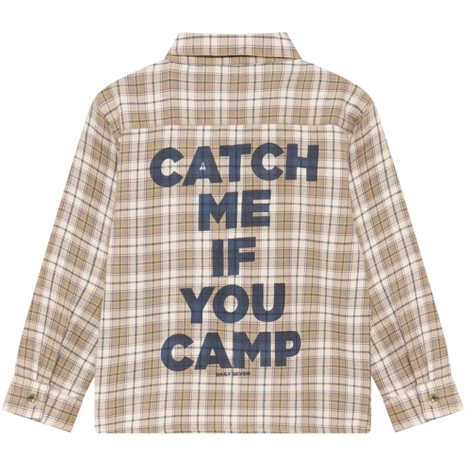 Daily7 casual geruit overhemd met backprint - taupe, foto 3