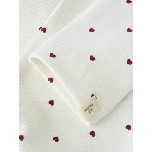 Lil' Atelier MINI slim casual broek wit met hartjes, foto 3