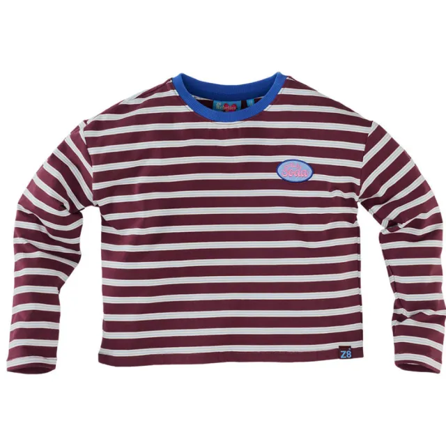 Z8 Florien longsleeve donkerrood donkerrood/lichtblauw, foto 2