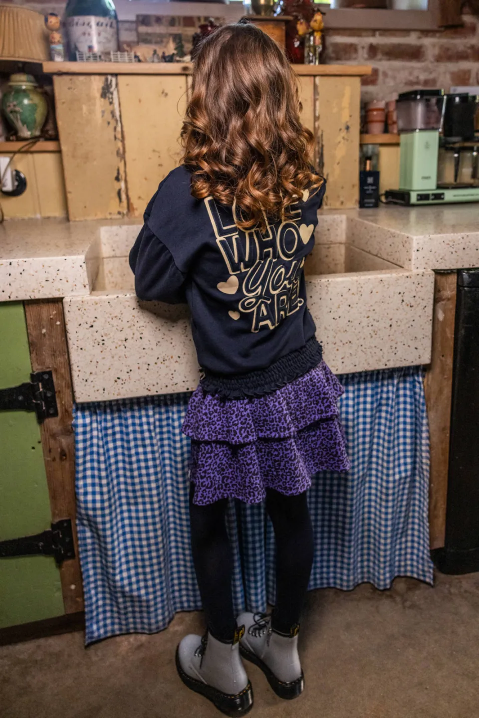 LOOXS little strokenrok met peplum en panterprint paars, foto 6