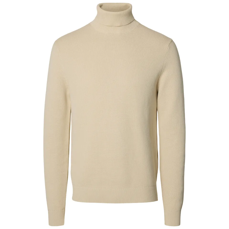 SELECTED MEN Selected katoenen regular fit gebreide coltrui - oatmeal, foto 2