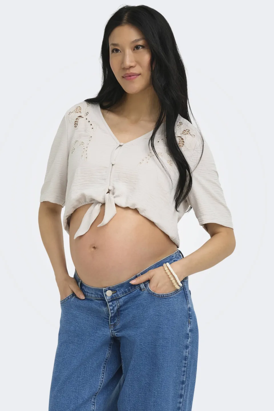 Only regular fit gebloemde zwangerschapsblouse beige, foto 8