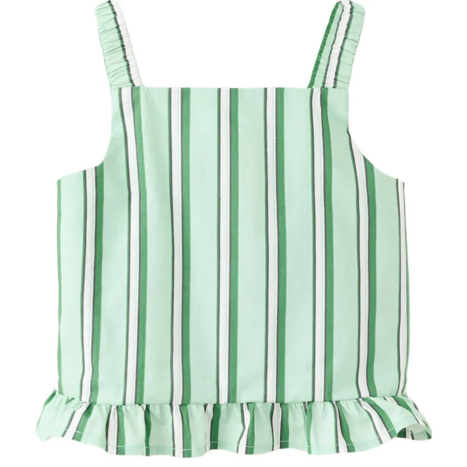Mango Kids gestreepte top met ruches lichtgroen lichtgroen/groen/wit, foto 2