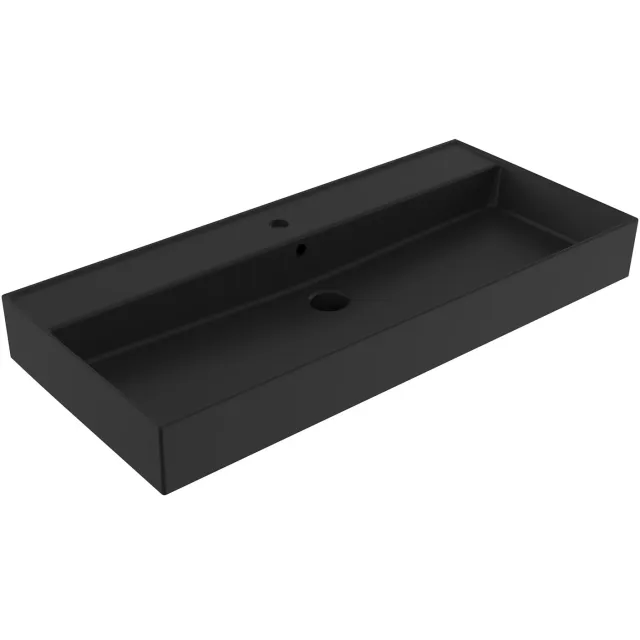 Sanilux Wastafel Sanilux Edge Keramiek 100 1 Kraangat Mat Zwart