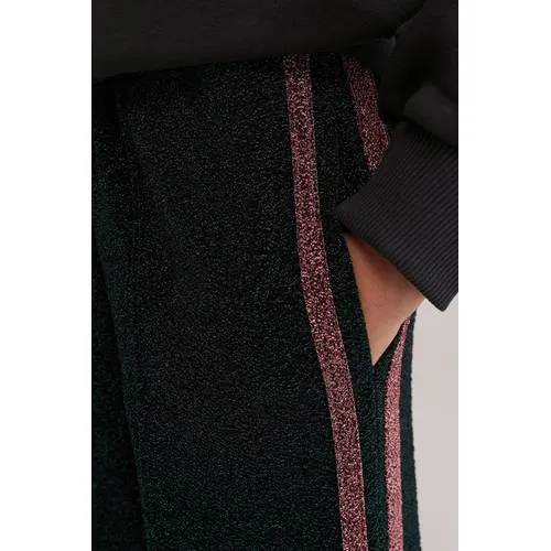 WE Fashion loose fit casual broek met glitters donkergroen, foto 4