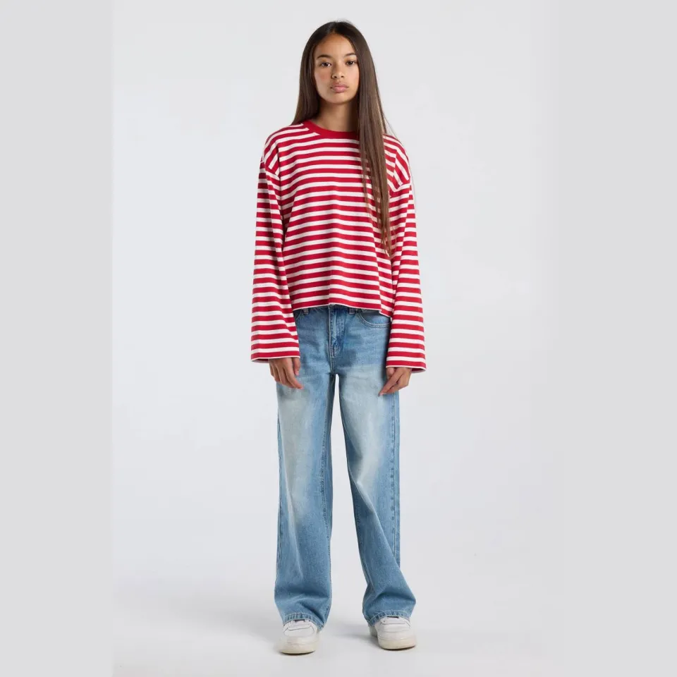 America Today gestreepte longsleeve rood/wit, foto 4