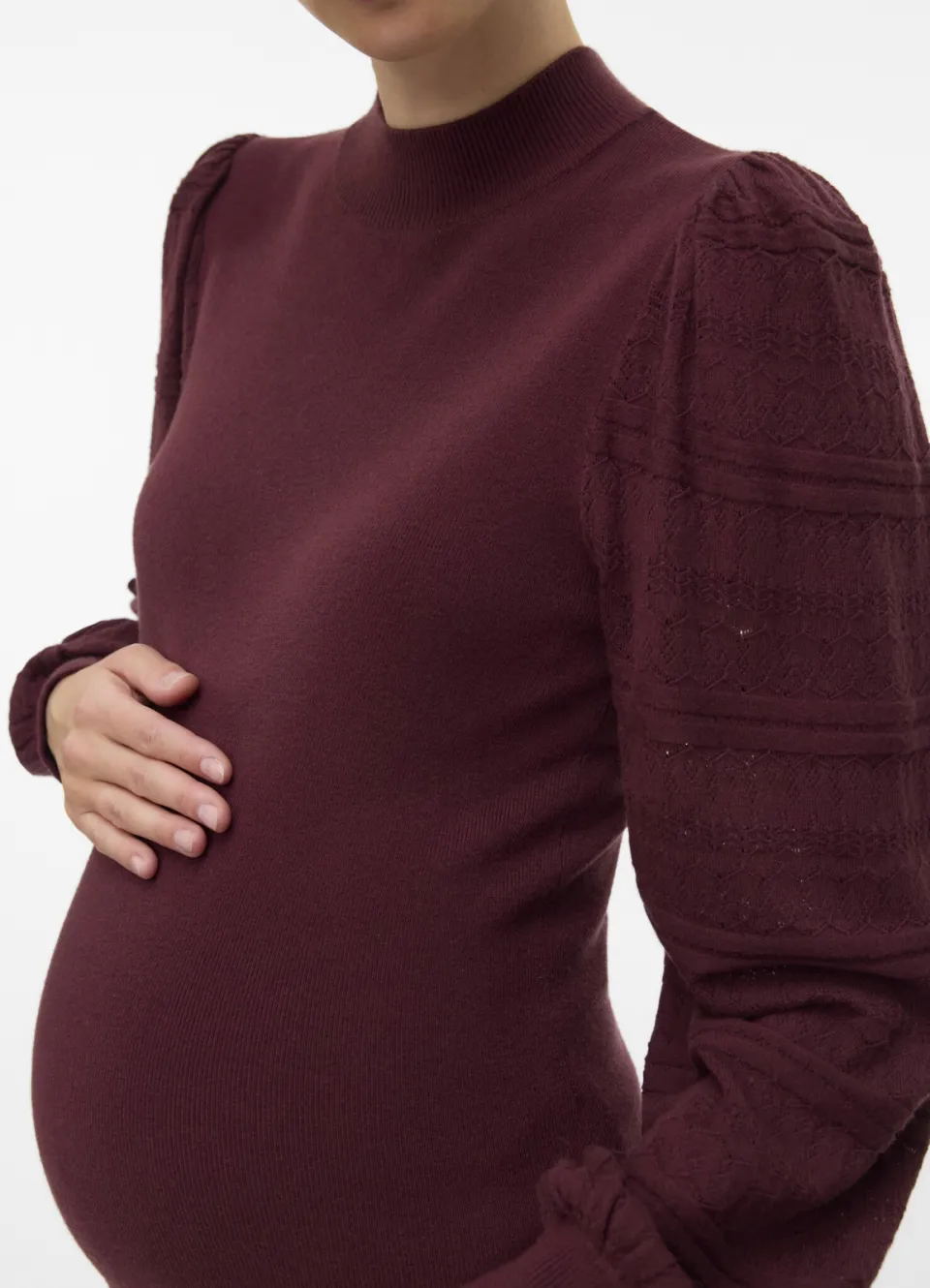 Vero Moda MATERNITY rechtvallende gebreide zwangerschapstrui - donkerrood, foto 7